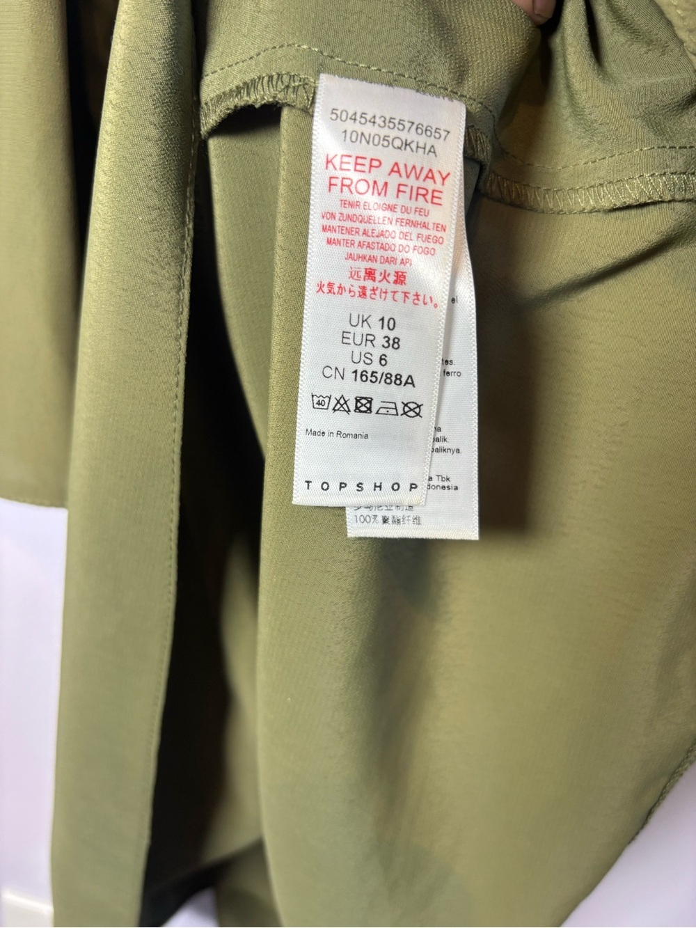 Topshop Olive Tie-Front Long Sleeve Dress - Picture 3 of 6